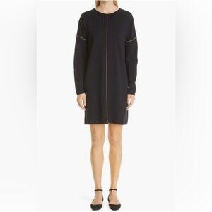 Max Mara Tanaro Long Sleeve Virgin Wool Shift Dress Medium M